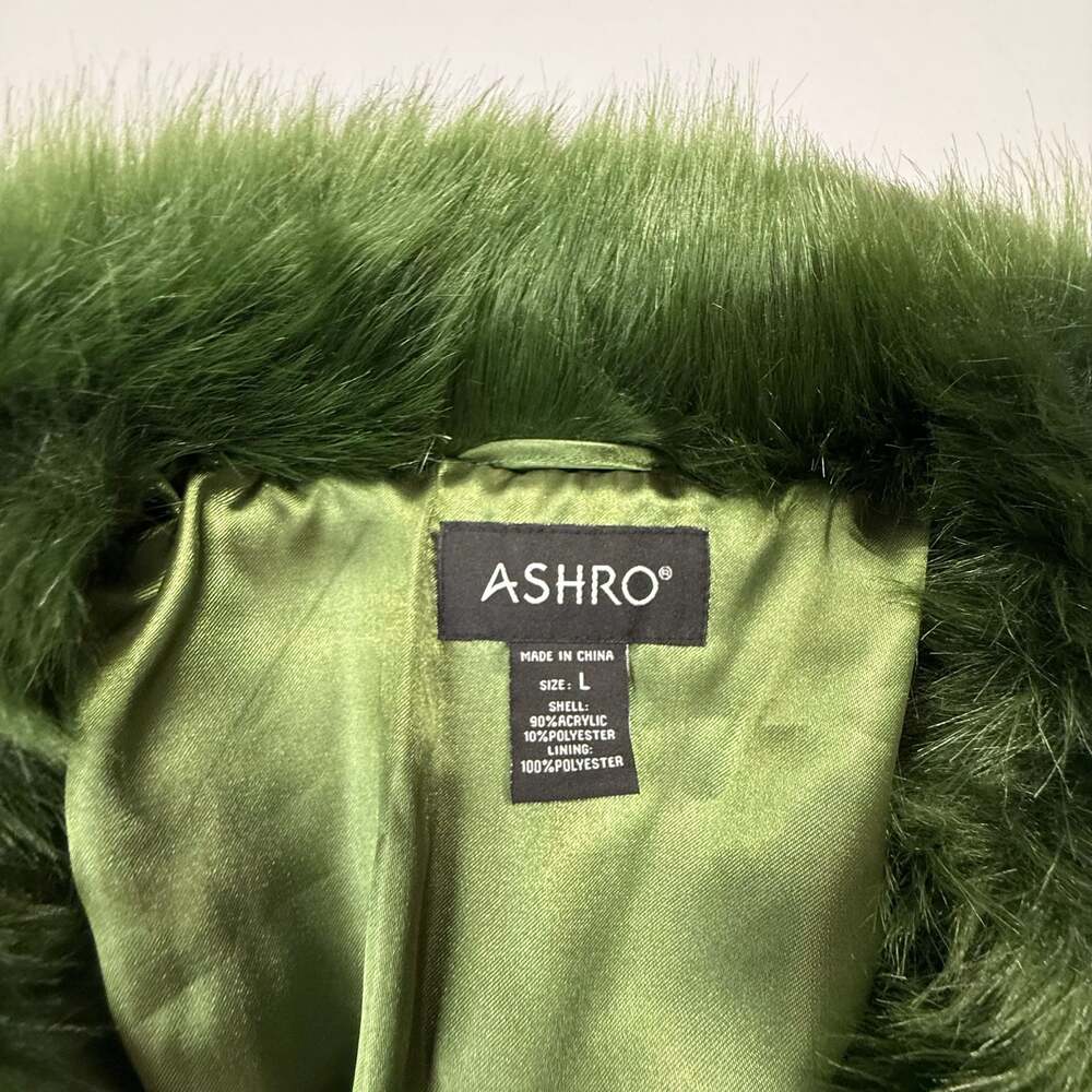 Ashro Madelyn Olive Green Faux Fur Coat - Picture 6 of 12